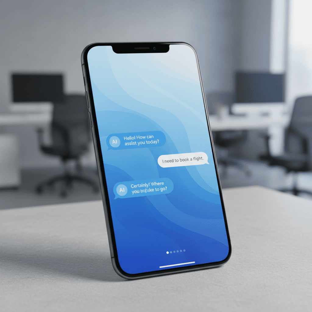 Smartphone displaying chatbot conversation interface