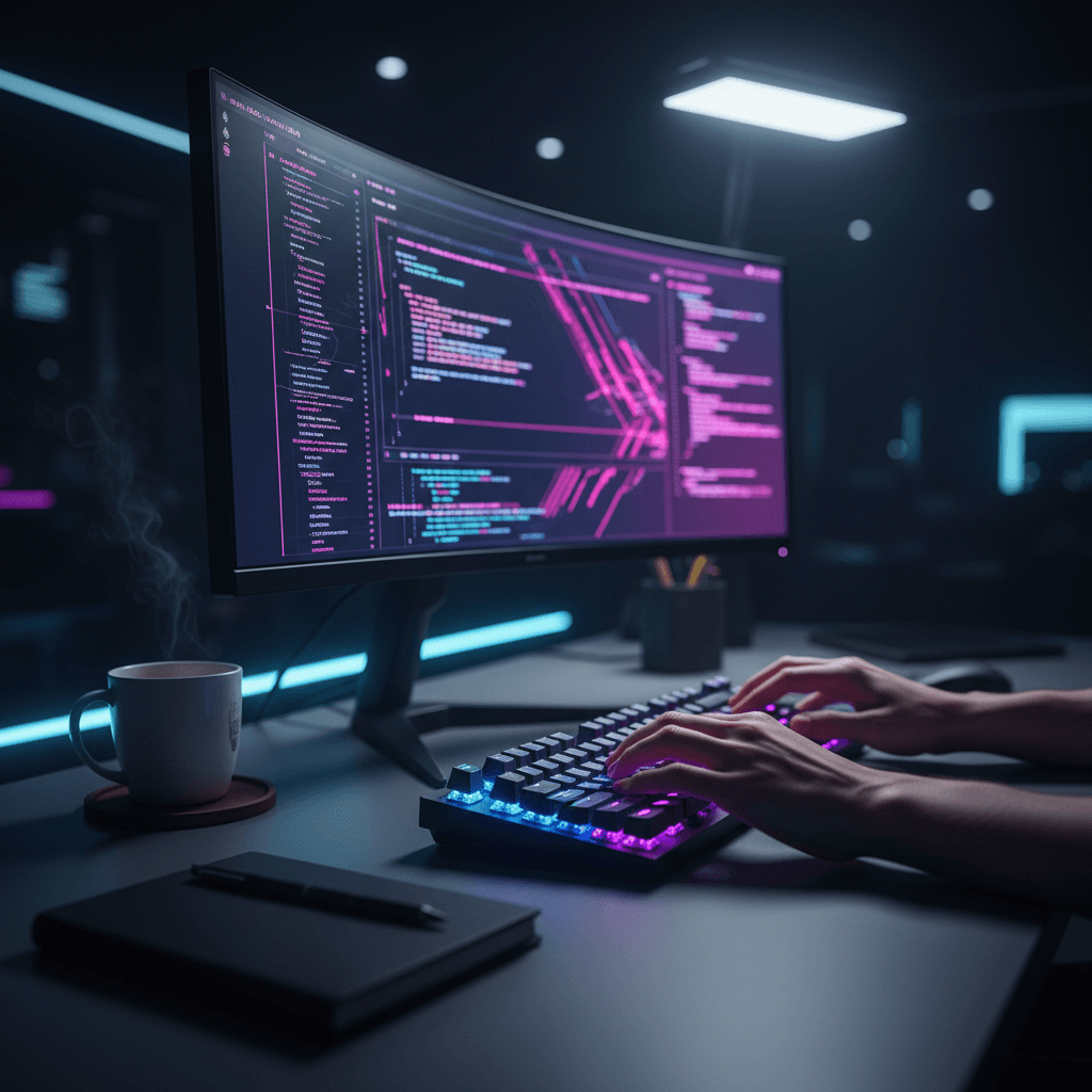 Developer working on conversational AI interface