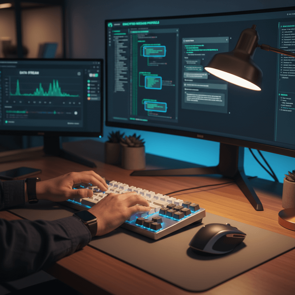 Developer reviewing chatbot analytics and conversation data